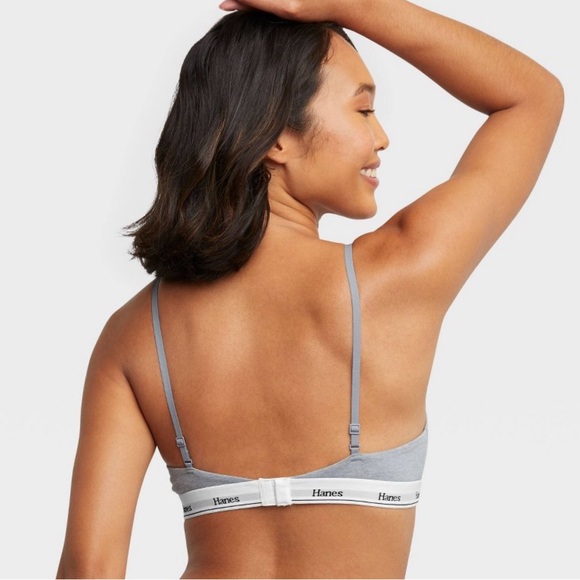 Hanes Originals Women's 2pk Stretch Cotton Triangle Bralette Size L - Picture 4 of 5